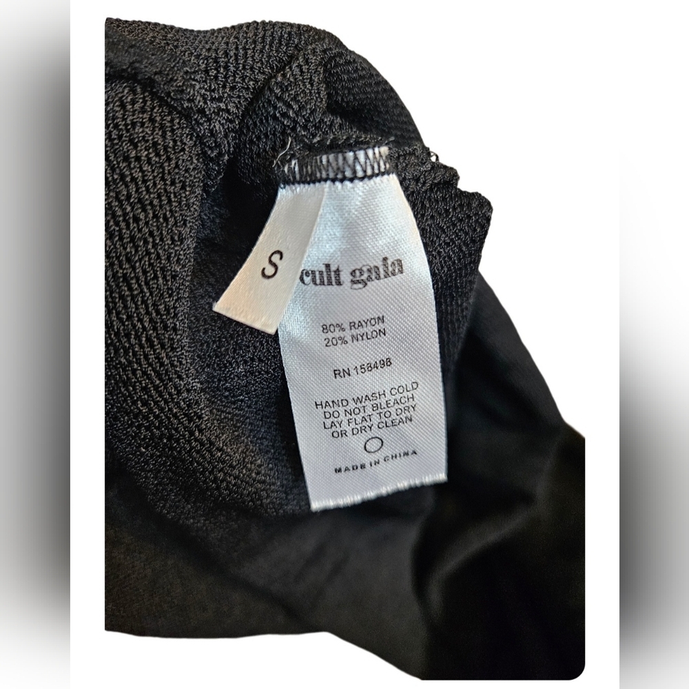 Cult Gaia Carla knit stretch cut out back flare sleeve NWT dress black - Picture 2 of 7